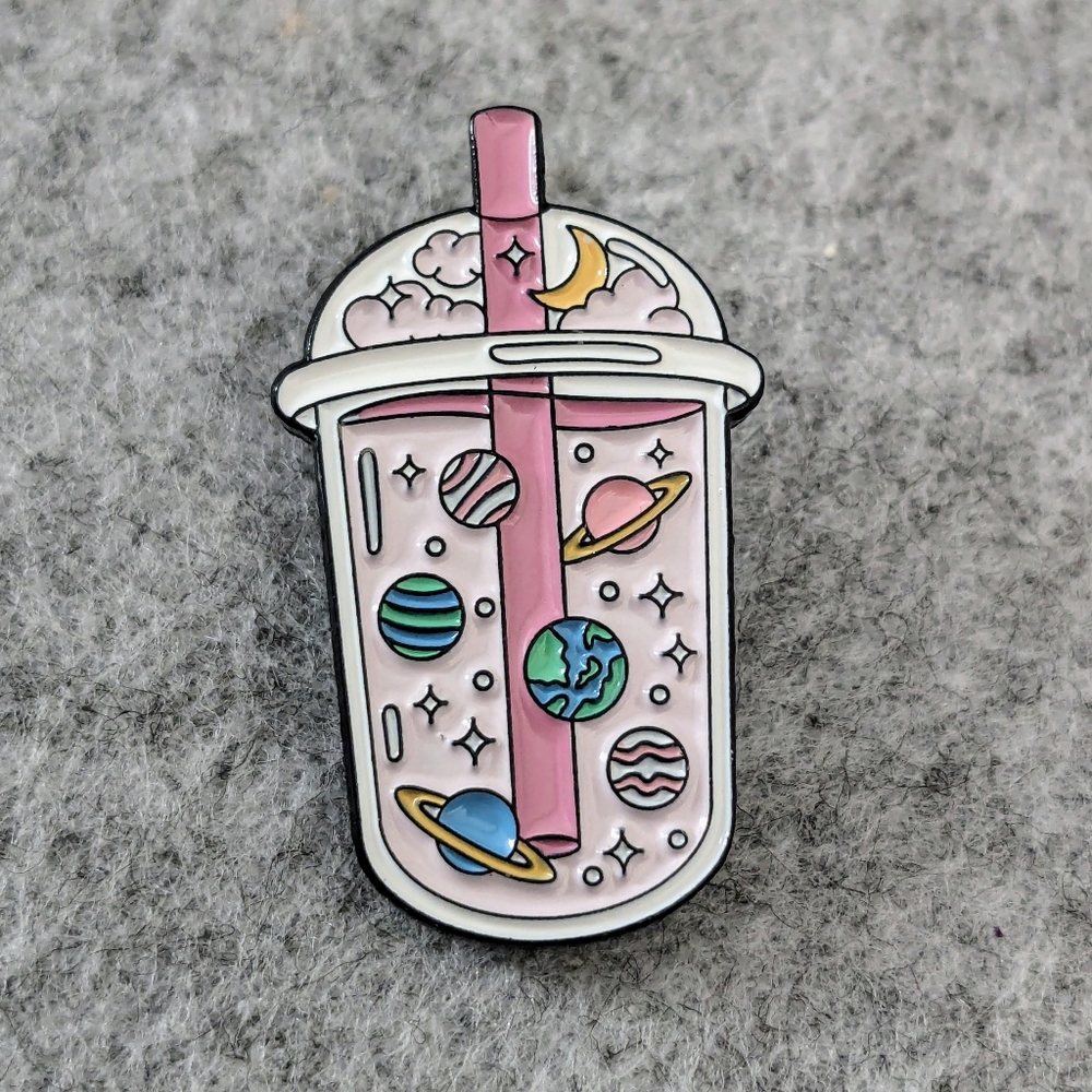 Boba Planets Drink Pin 🌌 Space Themed Enamel Pin